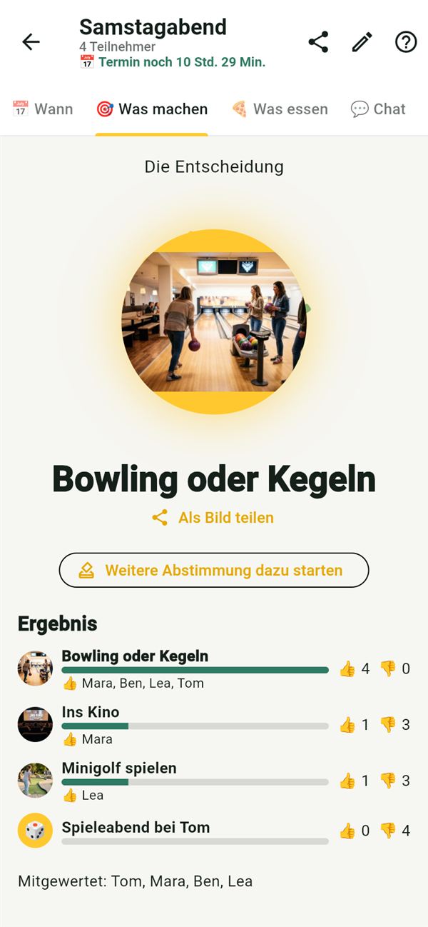 Snackn: Die Entscheidung, Bowling oder Kegeln